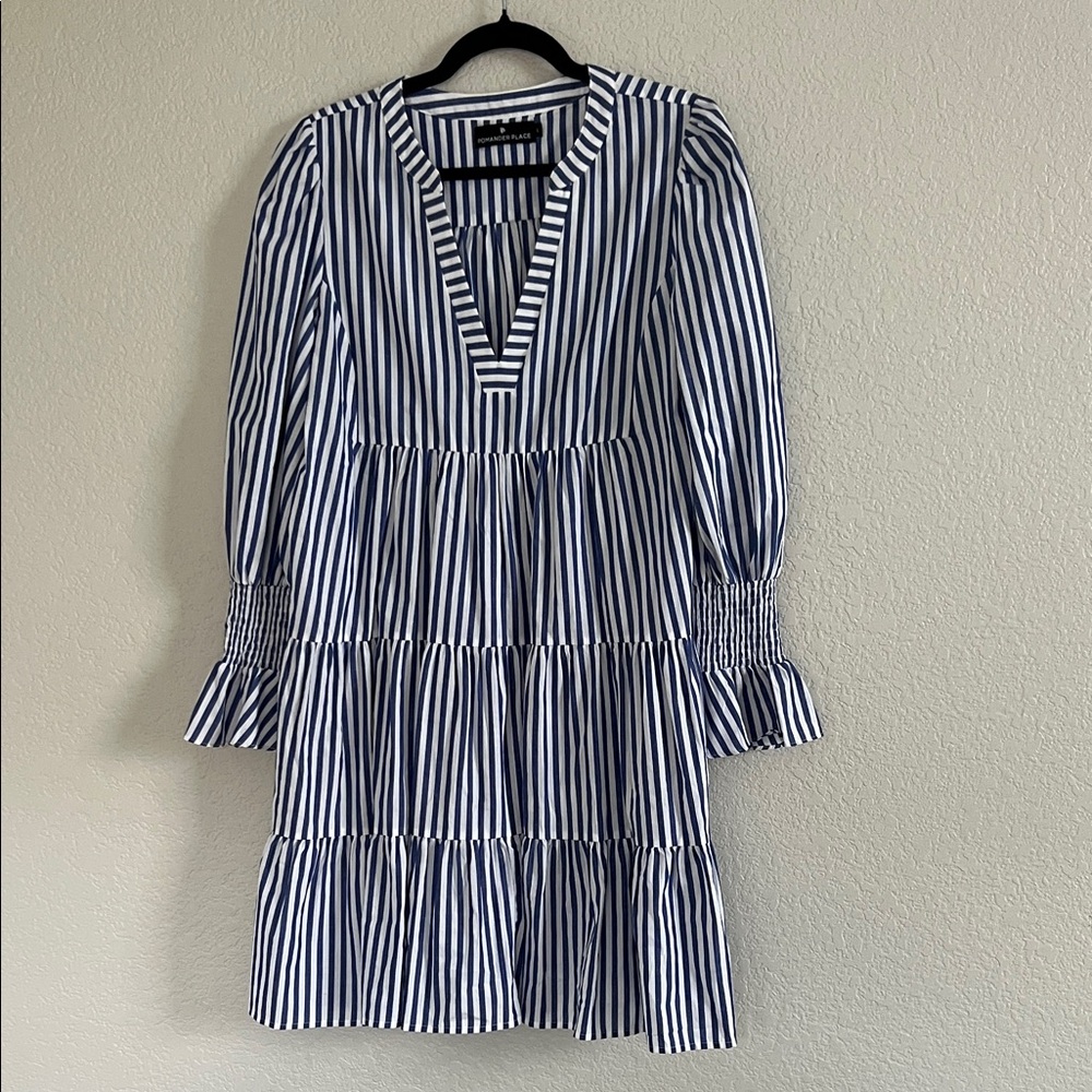 Tuckernuck Blue and White Striped Tiered Mini Dress - Picture 6 of 16